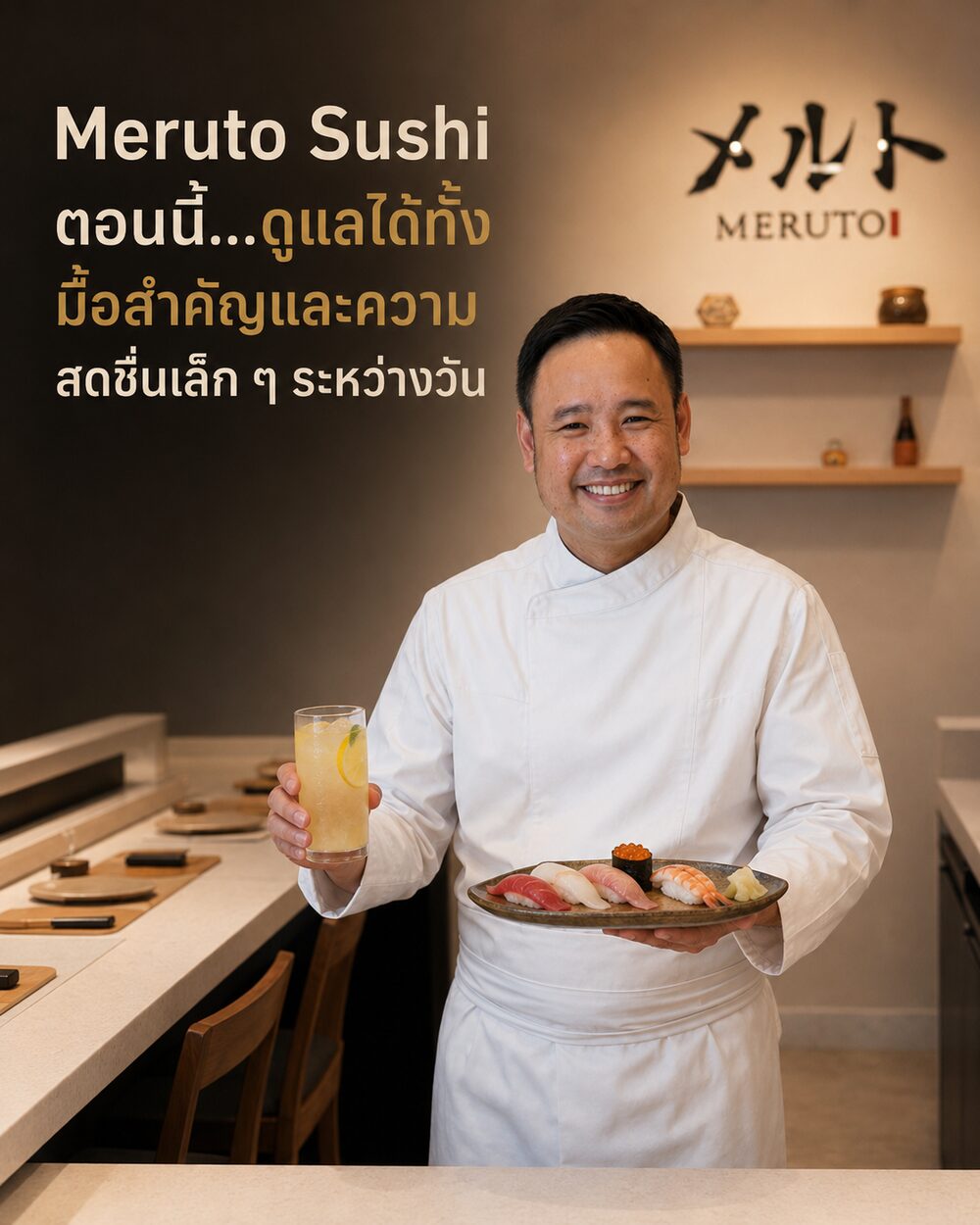 Meruto Sushi ตอนนี้…ดูแลได้ทั้งมื้อสำคัญและความสดชื่นเล็ก ๆ ระหว่างวัน